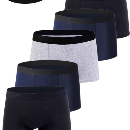 Set of 5 men's breathable underwear made of 95% cotton, stretchy, soft, and comfortable boxer shorts.