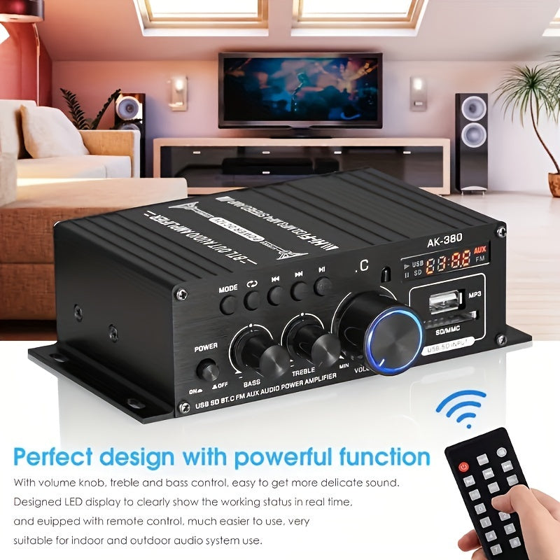 1 Set 800W 2 Channel Mini HIFI Power Amplifier for Home and Car Audio Stereo Amp with FM