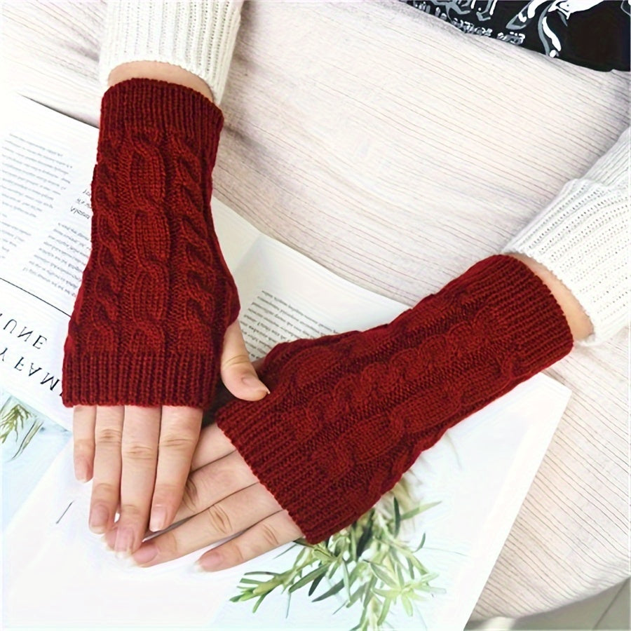 Stay cozy and stylish with these unisex acrylic fingerless arm warmers. Made from 100% knitted acrylic, they offer an elastic fit and a half-finger design for casual weekend warmth. Plus, they are touchscreen compatible for easy riding and mobile use.