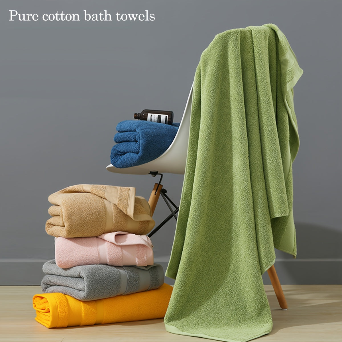 3-piece set of pure cotton bath towels, ideal for men and women, perfect for bathrooms in need of soft, moisture-absorbing towels.