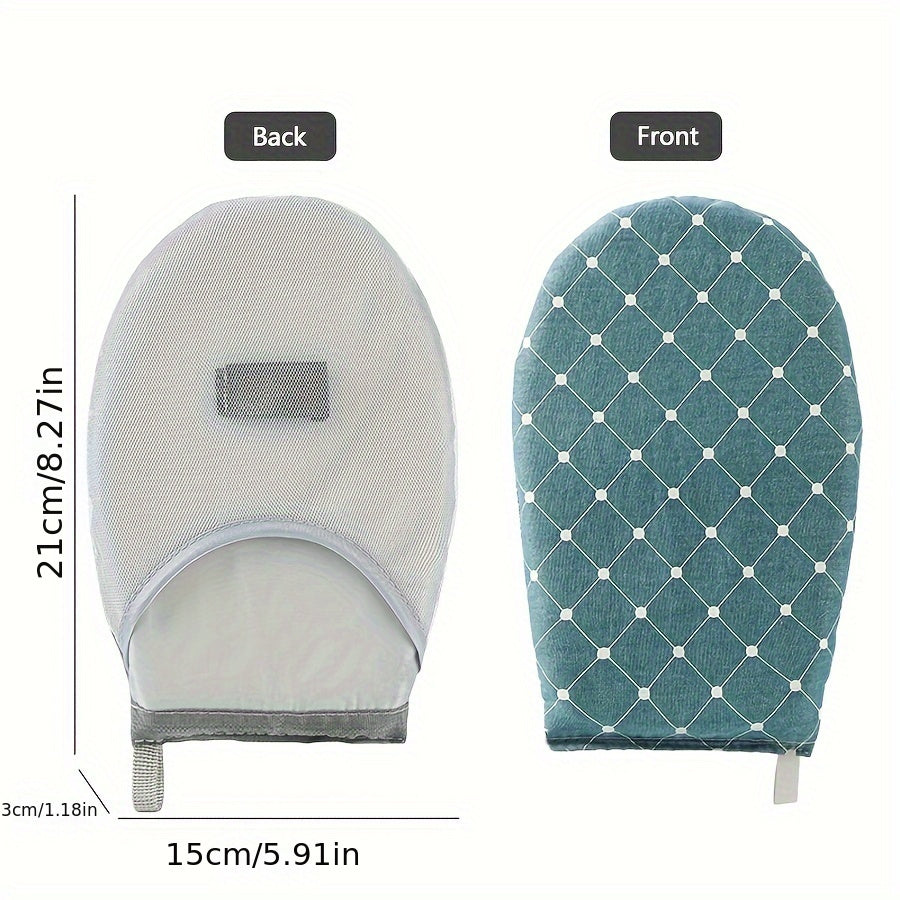 Portable handheld garment ironing board with high temperature resistant sponge for easy wrinkle removal.