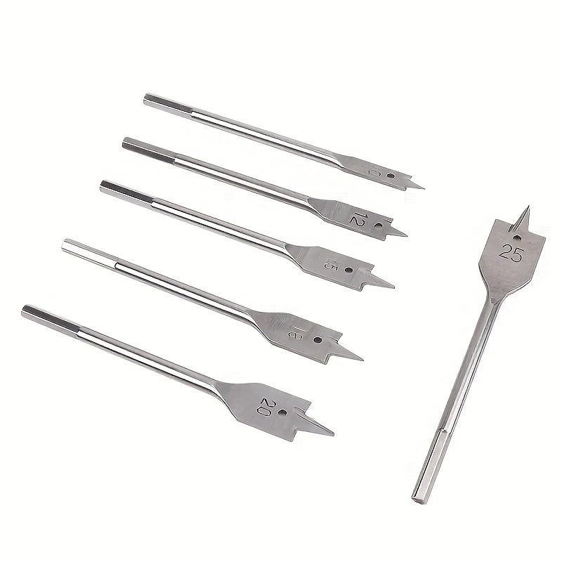 6pcs Titanium-Plated Flat Drill Bit Set for Woodworking