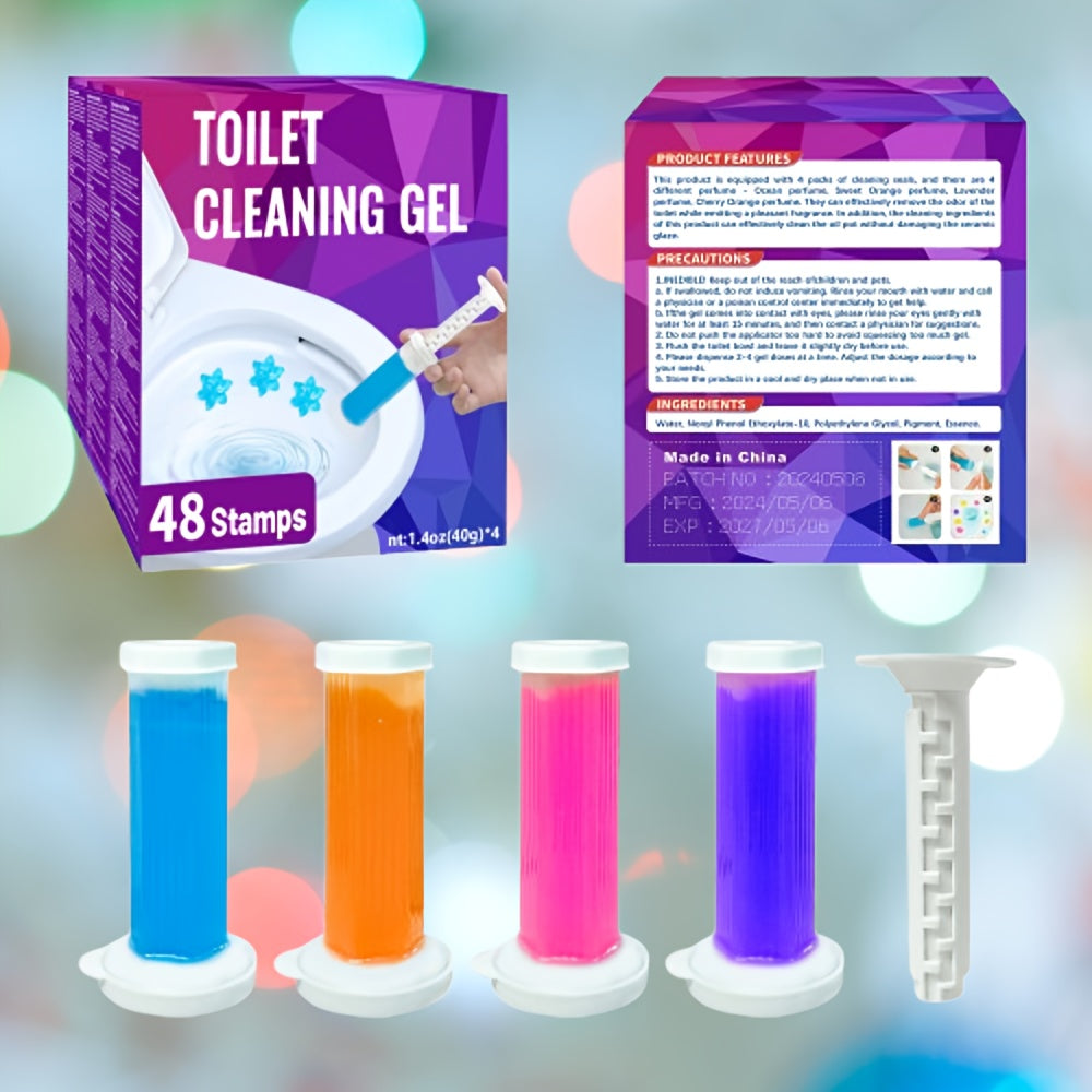 Toilet Bowl Cleaner with Gel Stamp - 4/6/8 pcs/Box, Stops Limescale and Stains, Air Freshening Scent, Deodorizing, Includes Dispenser