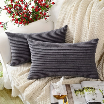 Bohemian style pillow cover with striped pattern, zipper closure, and woven polyester material. Hand wash only. Ideal for sofa, living room, bedroom, or farmhouse decor. Gift-friendly packaging. 1 piece per pack.