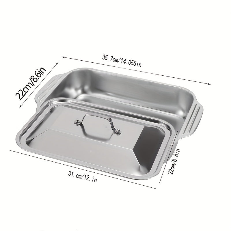 Stainless Steel Roasting Pan with Non-Stick Grilling Trays - Oven Accessories for Baking, Kitchen Gadgets and Tools - Deep Baking Sheet with Optional Lid