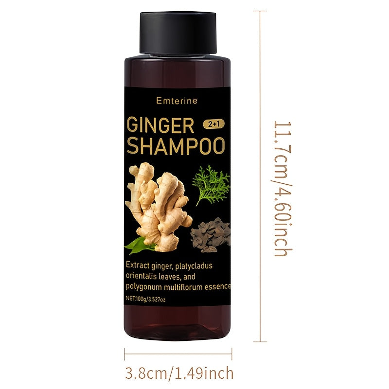 100g EMTERINE Ginger shampoo for normal hair, with herbal formula for cleansing, volumizing, and nourishing scalp. Contains extracts of ginger, platycladus, orientails, polygonum