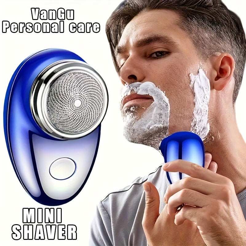 Compact USB rechargeable electric shaver with dual magnetic head for wet and dry shaving, ideal for home, office, and car use, essential for travel.