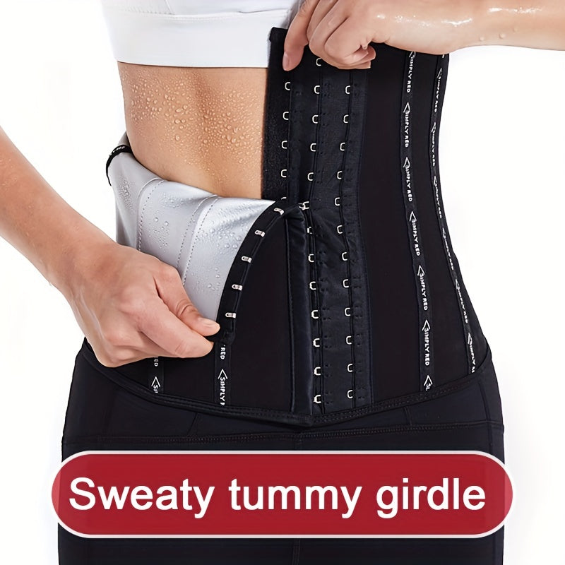 Women's postpartum waist trainer corset made of knit fabric, hand washable, textile material ≥80%.