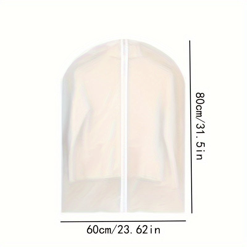 New in 2024: 5pcs Transparent Clothing Dust Bags with waterproof zipper. Ideal for hanging in bedroom, wardrobe, closet, dormitory to protect clothes from dust.