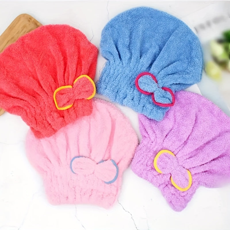 Microfiber hair towel wrap with cartoon theme, quick dry, versatile use, 100 GSM, 1-Pack.