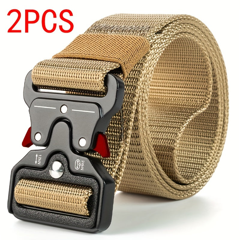 2pcs Tactical Multi-Function Belt for Men - Ideal for Hunting, Outdoors, and Gifting -Strong Plastic Buckle - Great for Valentine's Day