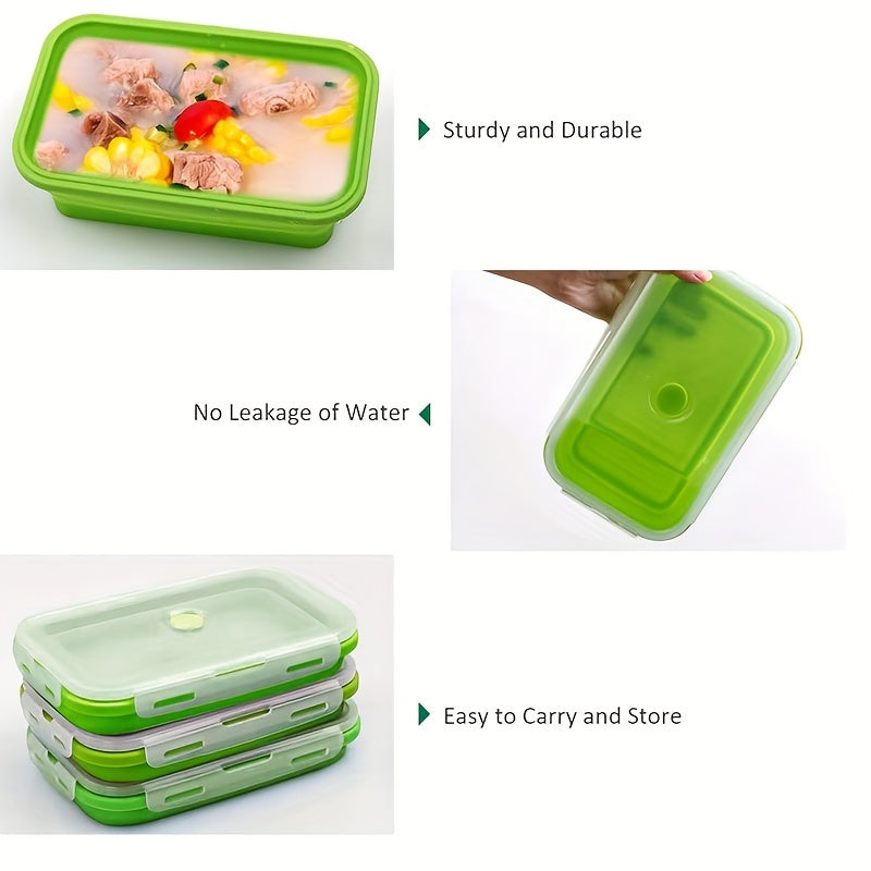 Foldable Food Storage Box Set - Includes 3 Containers with Lids, Made of Silicone Material, BPA Free, Perfect for Microwaves, Dishwashers, and Freezers, Essential Home Kitchen Supplies