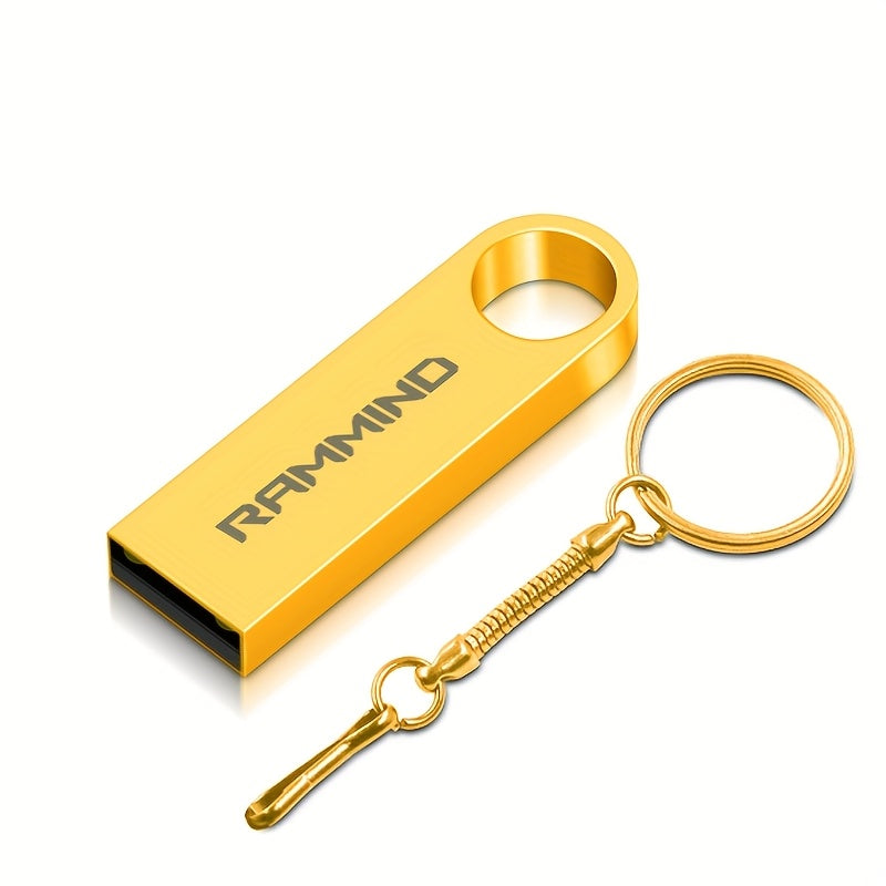 RAMMIND High-Speed USB 2.0 Flash Drive with Metal Keychain Design, available in various sizes for multiple devices.