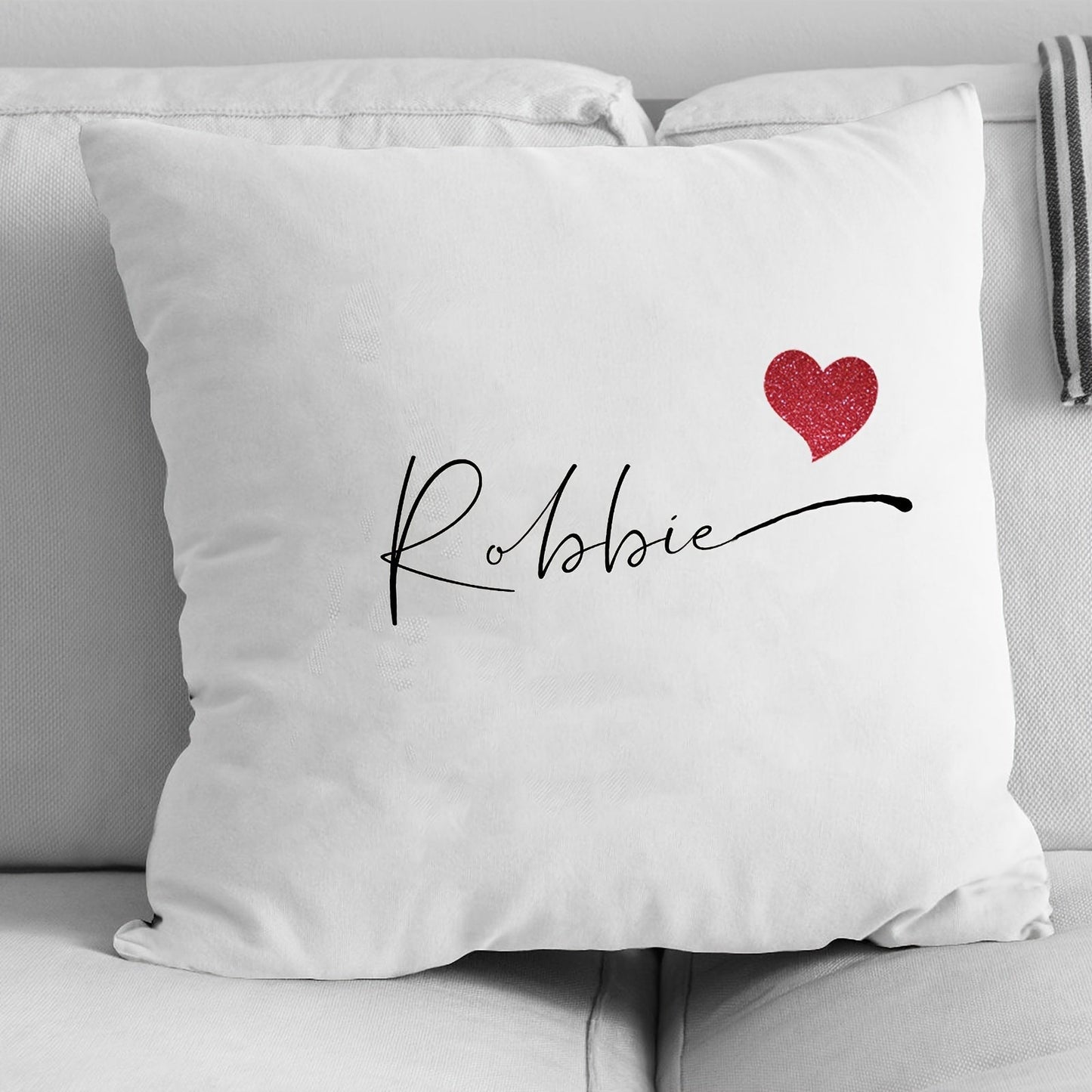 Add a Personal Touch to Your Decor with a Custom Velvet Pillowcase featuring Heart Pattern and Your Name - Single-Sided Print on White Polyester - Ideal for Nursery or Home Decor (Pillow not included)