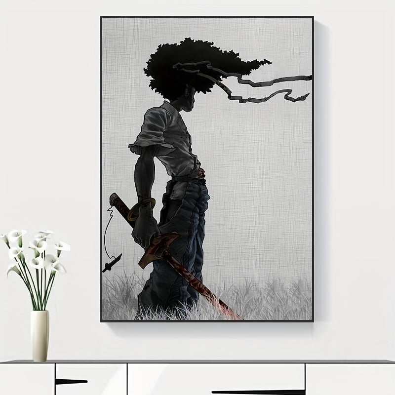 African Samurai Anime Poster for Room Decor without Frame