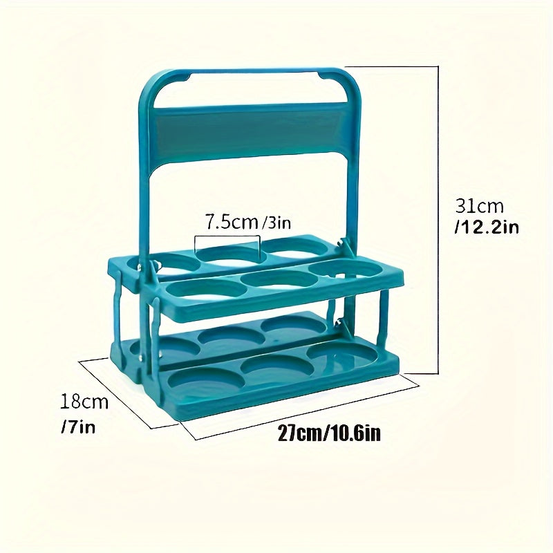 Plastic beer caddy for outdoor camping and home use, portable and foldable, great for beverage transport and organization.