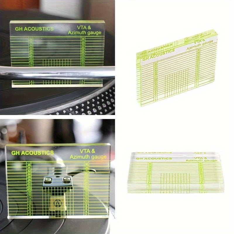 FF Bonfires Acrylic VTA & Azimuth Adjustment Ruler for Vinyl Record Player, a transparent measurement tool for phono tonearm alignment.