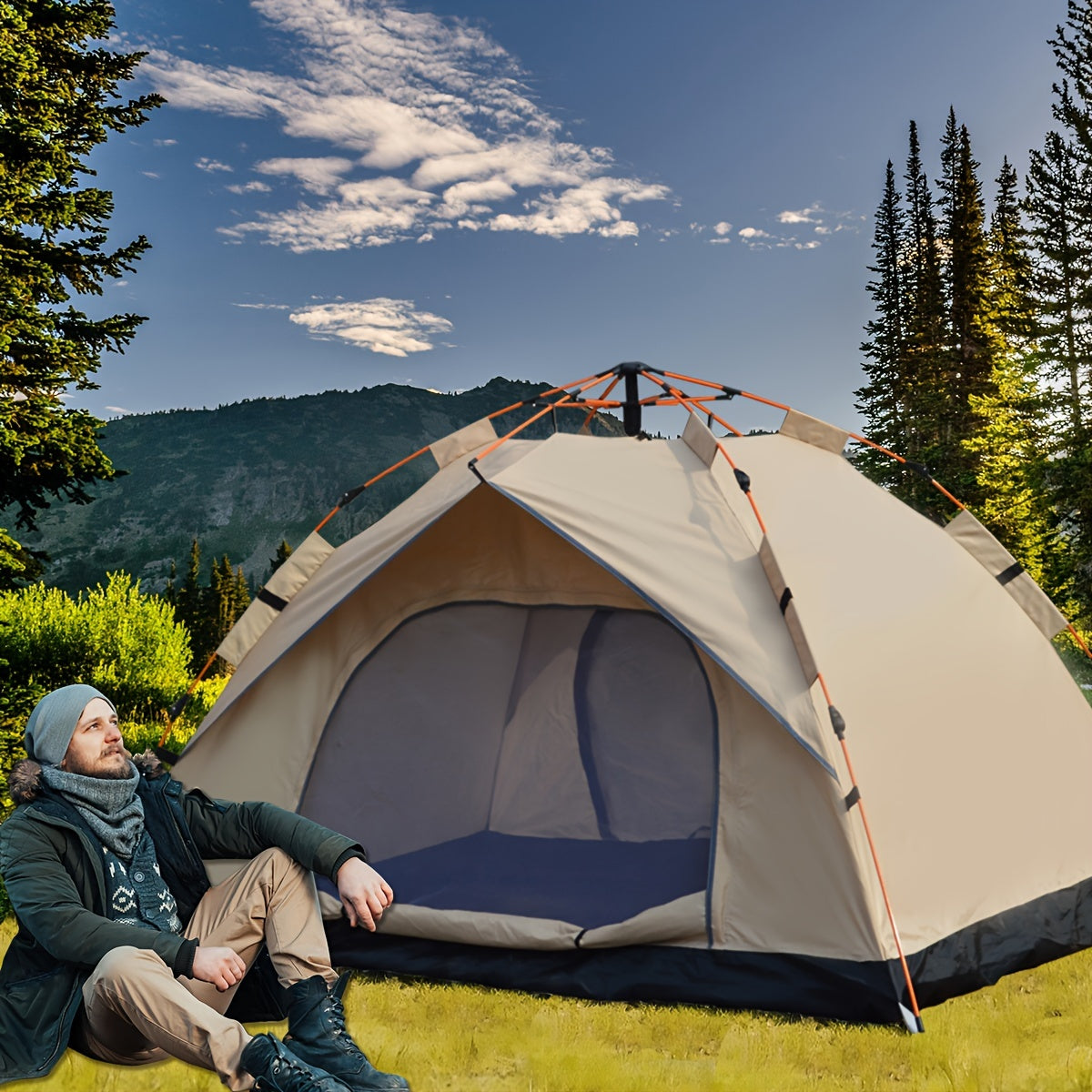 Automatic quick-opening tent for outdoor self-driving travel and camping, suitable for 2-3/3-4 people. It is rainproof, sunshine-proof, and can be used as a beach shelter or for fishing and