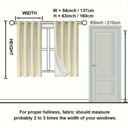 Suhuan Top Curtains, 2PC Set of 100% Blackout Insulation Soundproof Curtains with White Lining, Ideal for Bedroom, Office, Living Room, and Home Decor