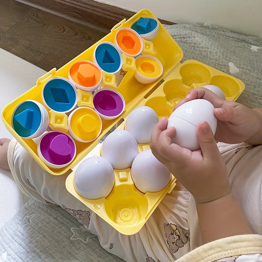 Set of 12 Egg-Shaped Toys for Color Recognition and Form Pairing - Perfect for Early Education and Fine Motor Skill Development, Great Holiday Gifts.