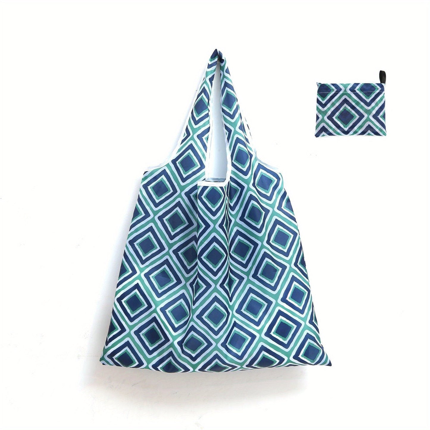 Large Capacity Folding Shopping Bag with Portable Printed Hand-held Storage Bag - Reusable Oxford Cloth Bag for Household Supplies