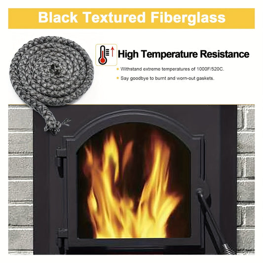 The Broil-X Fireplace Door Seal Rope is a 3/4'' x 7ft graphite-impregnated fiberglass rope that is compatible with Englander Pellet Stoves (25-PDVC, 28-3500), Wood Stoves (18-MH, 24-AC) and many other models.