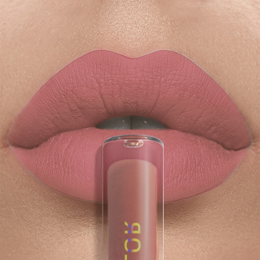 Matte nude lip glaze with long-lasting waterproof formula, moisturizing lip gloss, and high pigment. Ideal Valentine's Day gift.