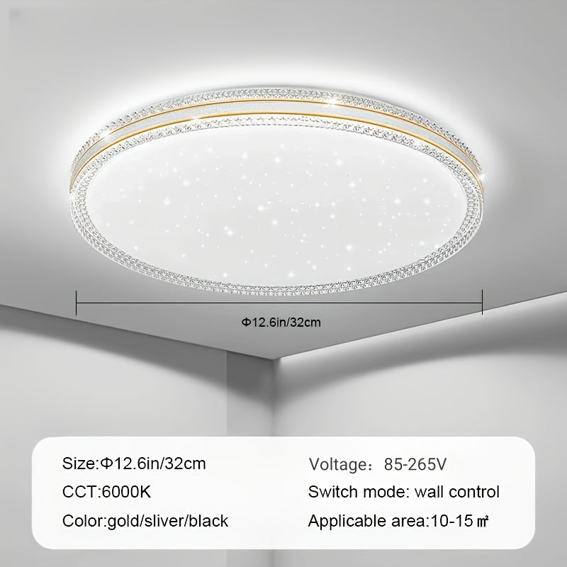 12.6-inch LED ceiling light fixture for bedroom, kitchen, hallway, corridor, or bathroom in 6000K daylight white. One piece included.