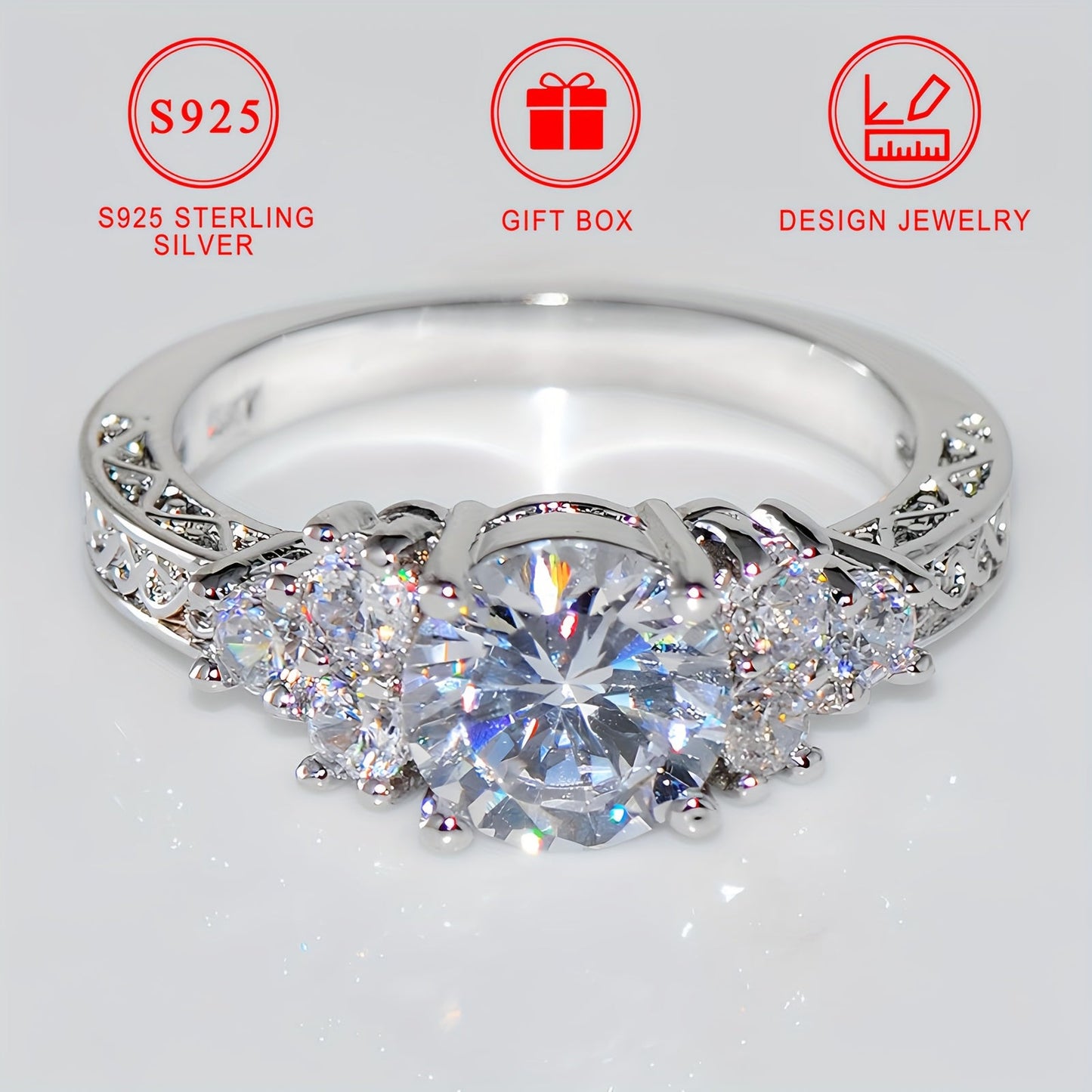 Elegant Women's Engagement Proposal Eternity Band featuring a 925 Sterling Silver Ring adorned with Shimmering Cubic Zirconia weighing 0.12oz. This stunning piece of Bling Style Jewelry comes beautifully packaged in a Gift Box, perfect for any special