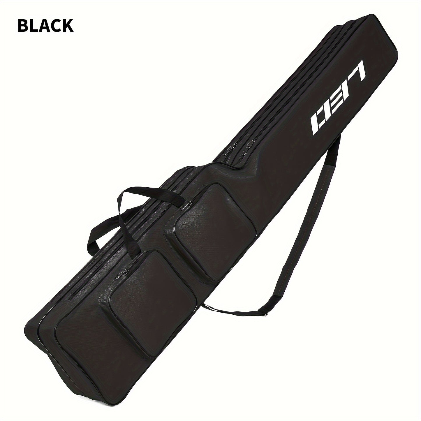 130cm/4.27ft Portable fishing rod and reel organizer. Two-layer durable Oxford storage bag for travel fishing gear.