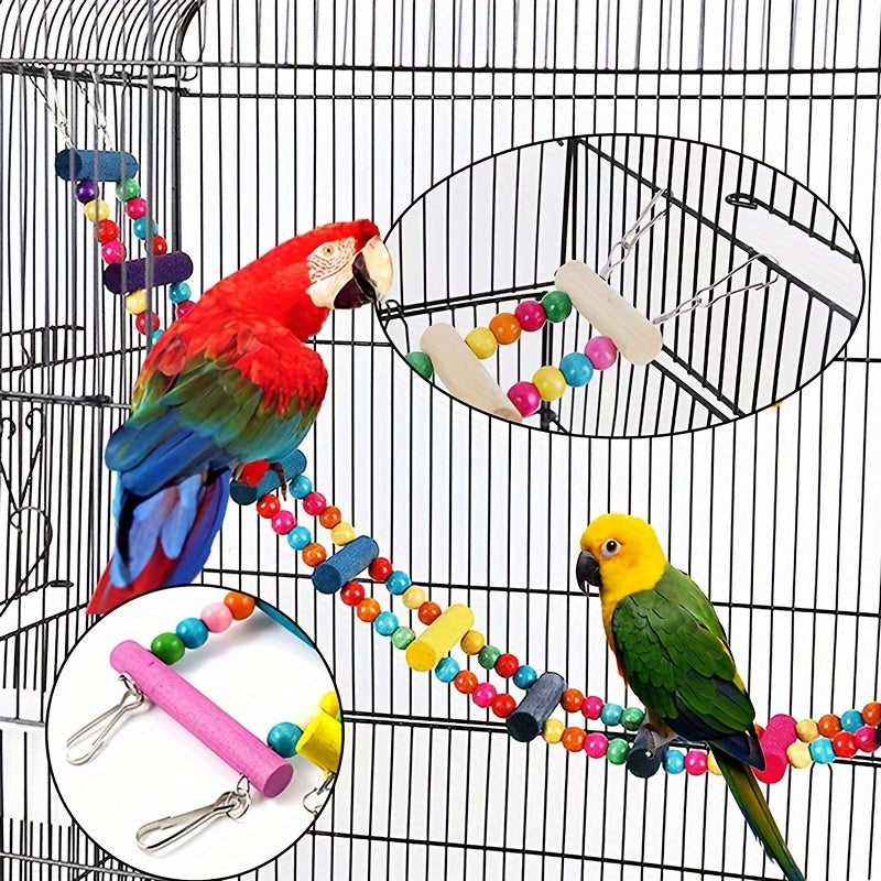 Bird toy set with swing, climbing ladder, stairs, colorful bells, and chew toys for small and medium parrots to relieve boredom and provide educational training. Available in sets of 3, 5