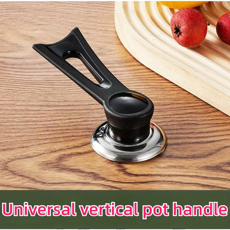 Bakelite handle with a plastic stand-up design, featuring a top bead and pot ears for easy gripping on pot lids.