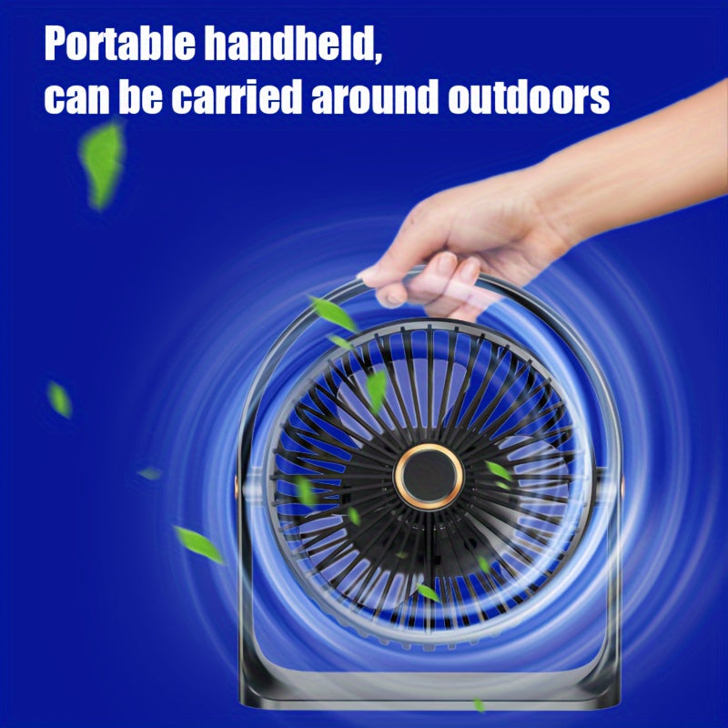 Rechargeable Portable USB Desk Fan with LED Night Light - Features Long-Lasting Battery, 5 Speeds, Quiet Operation - Ideal for Home, Office, Bedroom, Kitchen, Outdoor Camping & Fishing