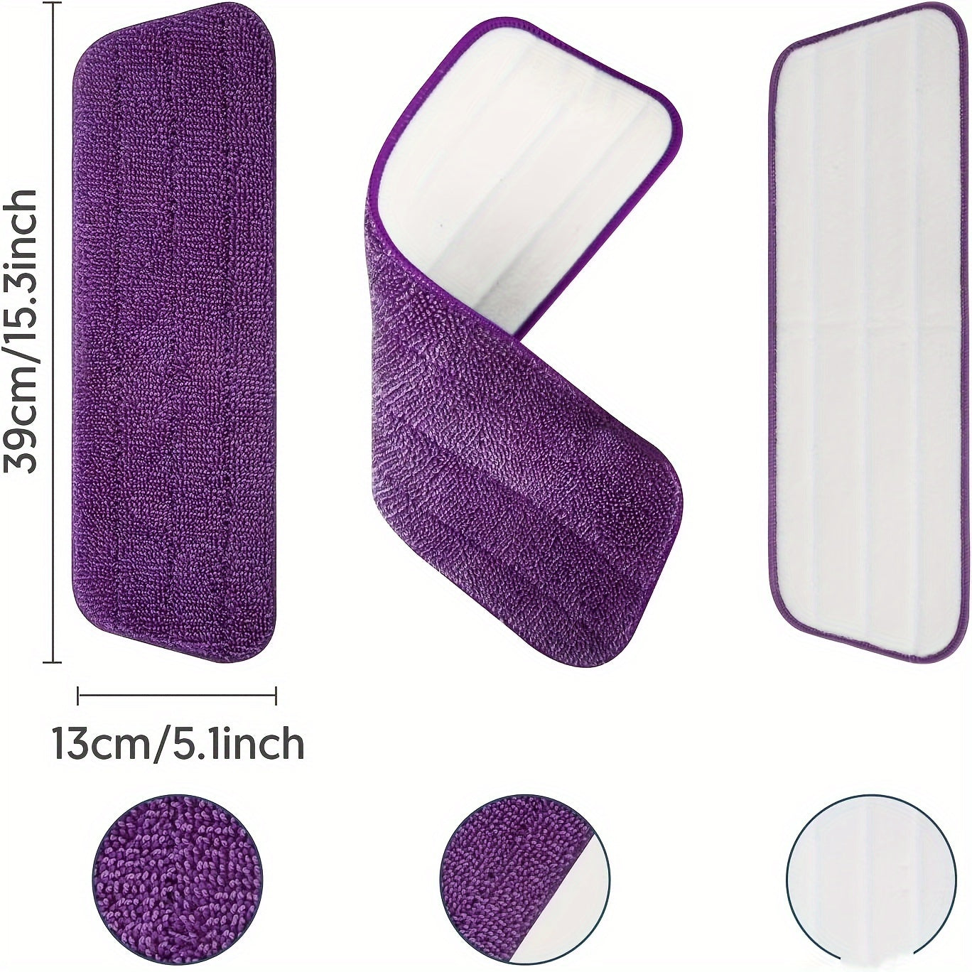 Get 18 reusable microfiber mop pads for 33.02-38.1cm spray mops. These machine washable pads are perfect for multi-surface floor cleaning with super fine fibers.