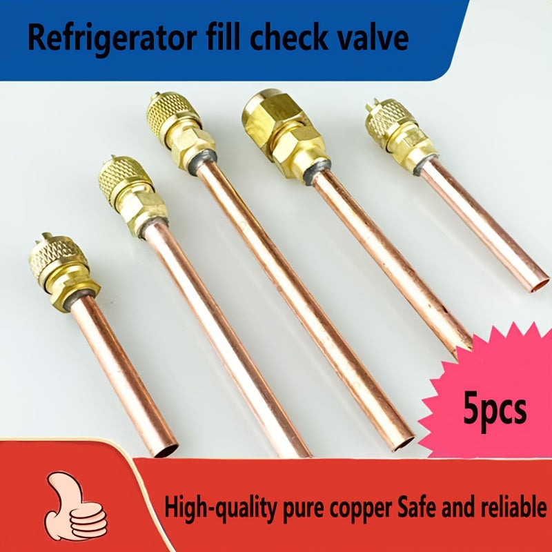 Thickened Pure Copper Refrigerator Needle Valve with One-Way Valve, Fluorine Filling Nozzle, Freezer Welding Filling Nozzle, and Repair Parts