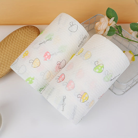 Washable reusable disposable kitchen towels set of 200. Oil-free and suitable for wet and dry use. Ideal for home cleaning with random designs, 200 sheets per roll.