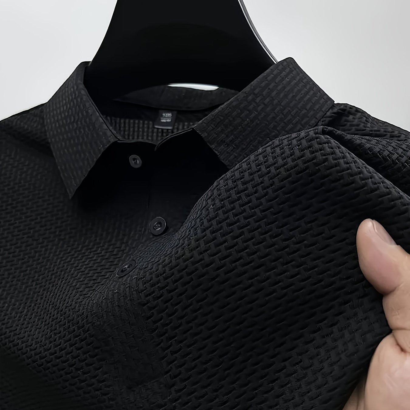 Men's Breathable Mesh Shirt made of stretchy nylon ice silky fabric with short sleeves and button-up collar, perfect for golf, gym, and casual summer wear. Lightweight, moisture-wicking