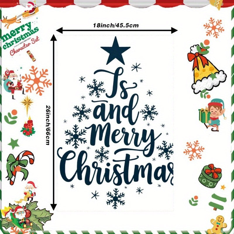 One piece of Christmas towels with measurements of 18 by 66.04 cm, adorned with festive Merry Christmas decorations and snowflakes, from JKBAE.