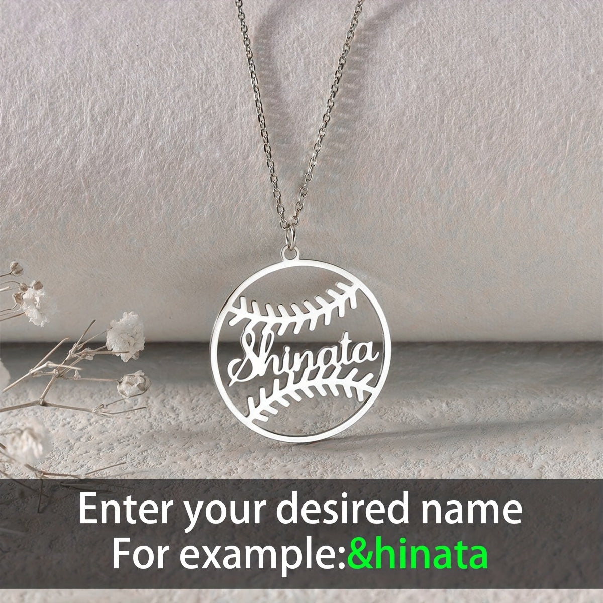 Personalized Baseball Name Pendant Necklace in 18K Gold Plated Stainless Steel, Classic Sporty Design for Boys & Girls, Perfect Team Gift, Commemorative Sports Jewelry for Daily Wear and Sports Events