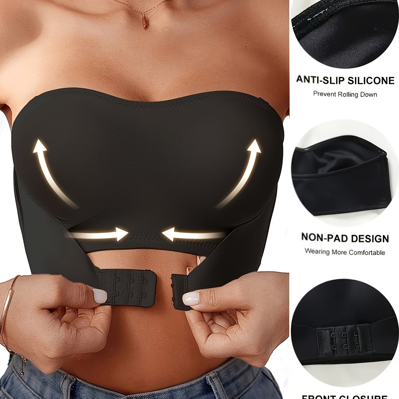 Front Closure Bandeau Wireless Bra: Sexy & Comfortable Lingerie for Women.