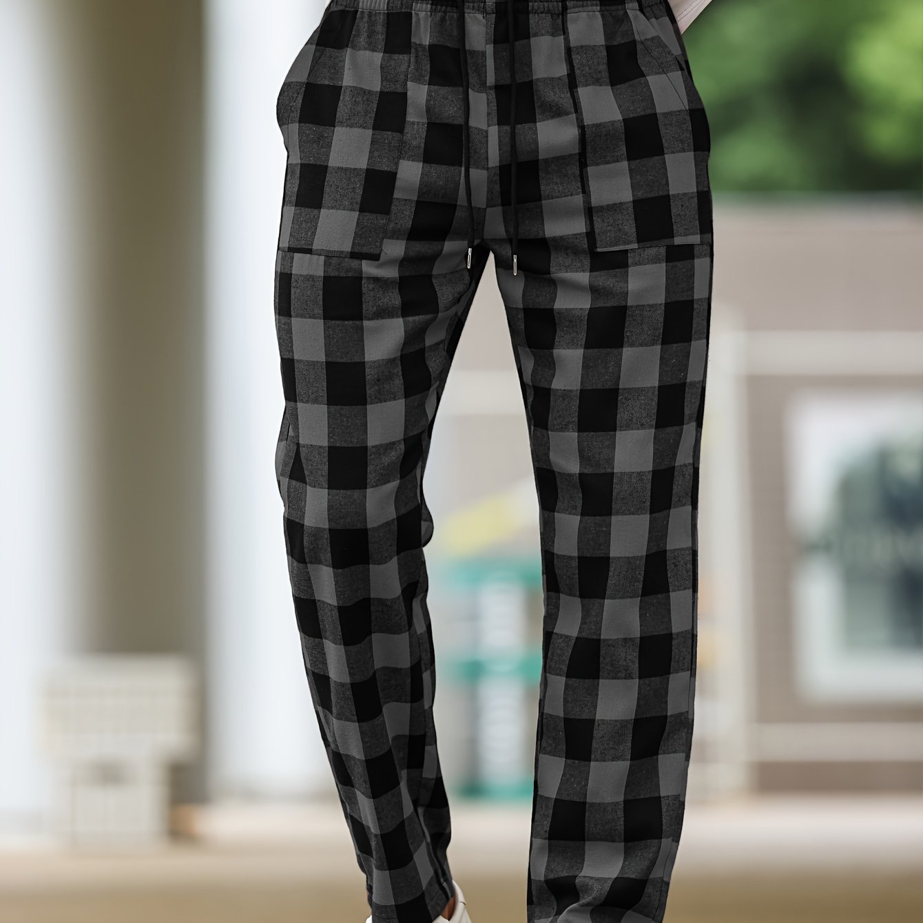 Men's Plaid Casual Home Pants