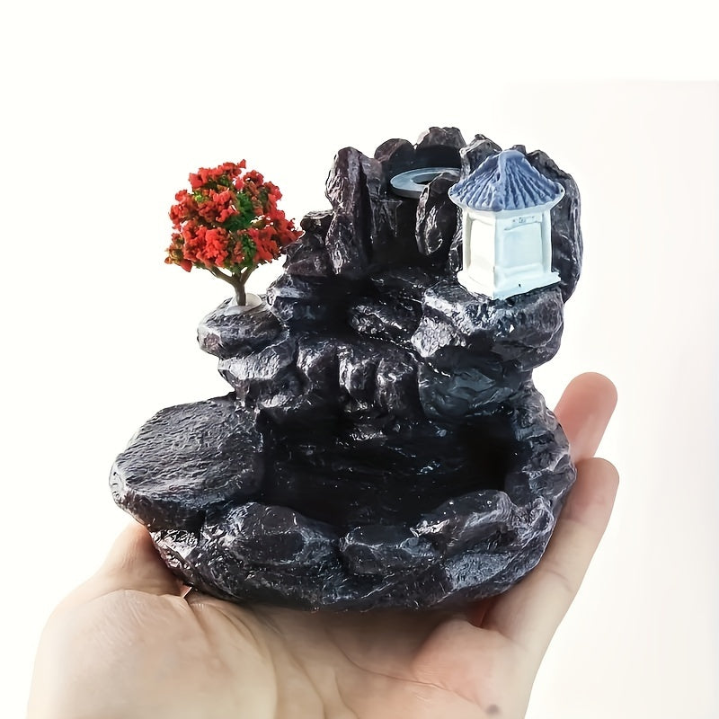 Resin waterfall incense burner for home aromatherapy, ideal for gifting on holidays.