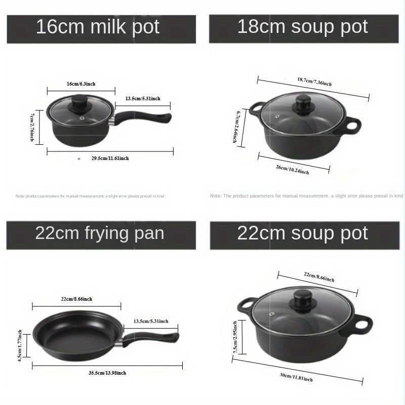 13-piece Non-stick Pan Set includes Saucepan, Frying Pan, and Multi-purpose Kitchen Pans in a Neutral Colored Box. Perfect for Frying, Boiling, and Stewing.