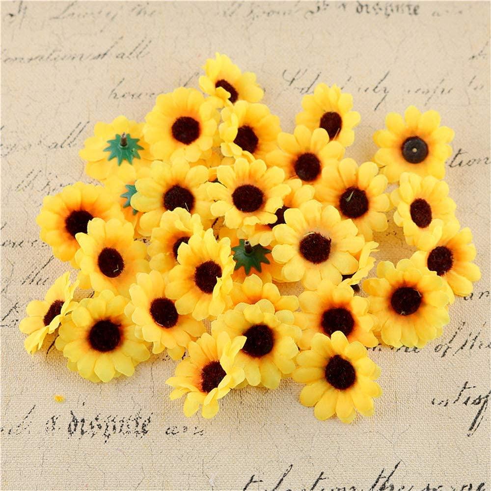 Artificial yellow sunflower heads for DIY wedding decor and gifts.