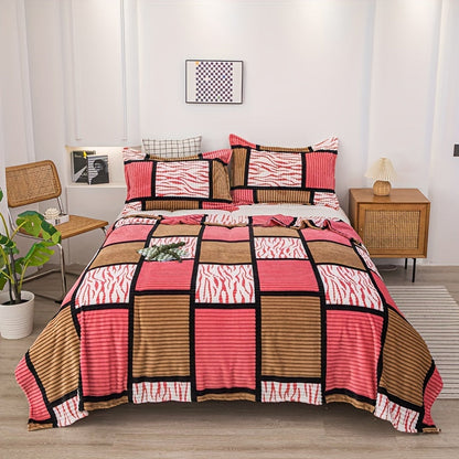 A cozy fleece blanket with whimsical stripes, ideal for snuggling up at work or having a quick snooze.