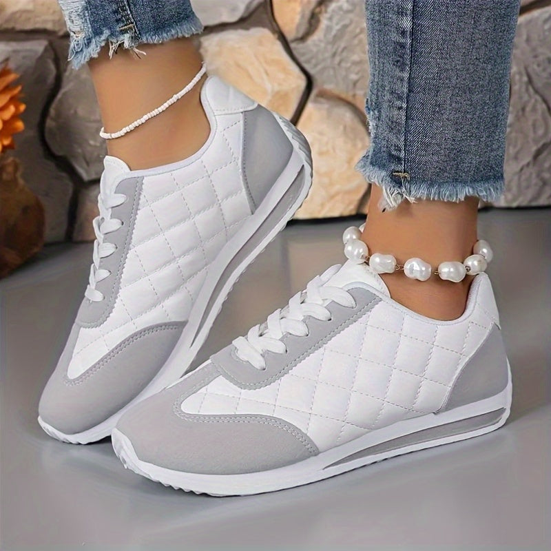 Women's retro casual sneakers - lightweight, lace-up, breathable fabric, all-season sports shoes