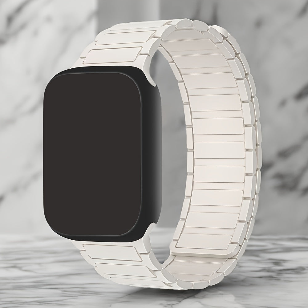 Silicone magnetic band for Apple Watch, compatible with multiple series, adjustable for men and women.