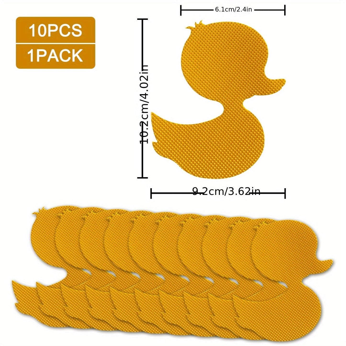 Set of 10 Yellow Duck Shaped Non-slip Stickers for Bathroom, Adorable Shower Tread Stickers, Anti-slip Strips for Bathrooms, Bathtub Safety Decals with Adhesive Backing, Bathroom Essentials