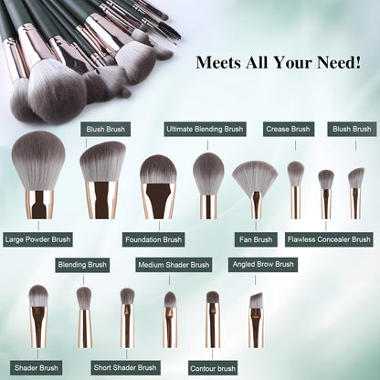 Quality makeup brush set with soft synthetic bristles for flawless application. Includes variety of brushes for blush, foundation, eye shadow, and more. Perfect for all skill levels, great