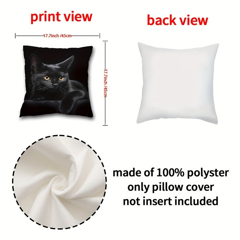 1pc Cute Cat Polyester Cushion Cover for Room, Bedroom, or Sofa Decoration, does not include cushion.